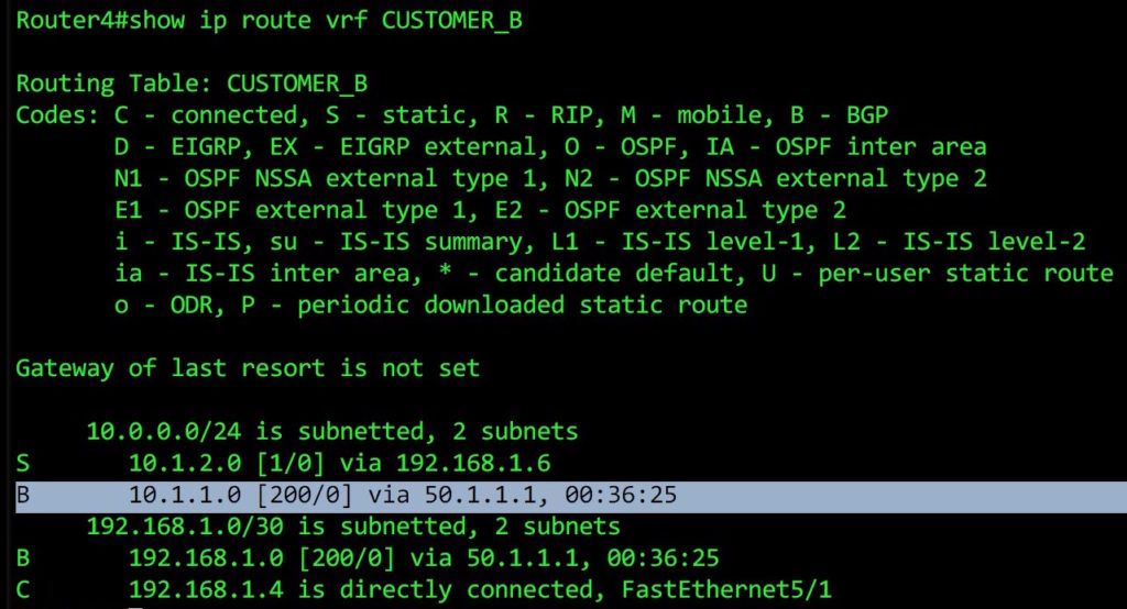 Show ip route vrf customer b network fun times